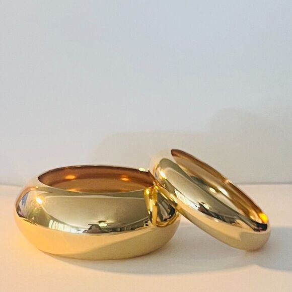 REVOLVE 8 Other Reasons Gold Bangle Bracelet Set of 2 Chunky Bangle Bracelet - Picture 2 of 5